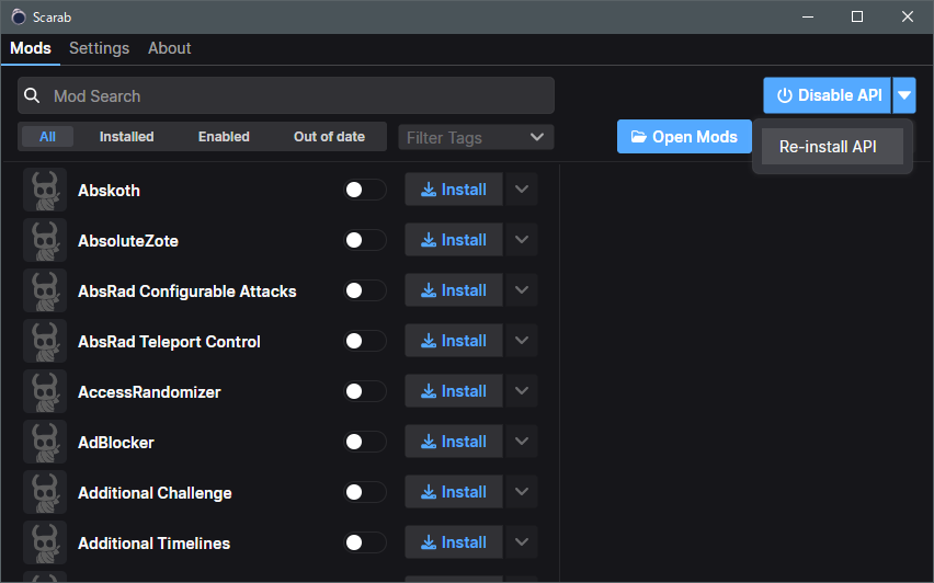 API再インストール情報 API再インストール画像